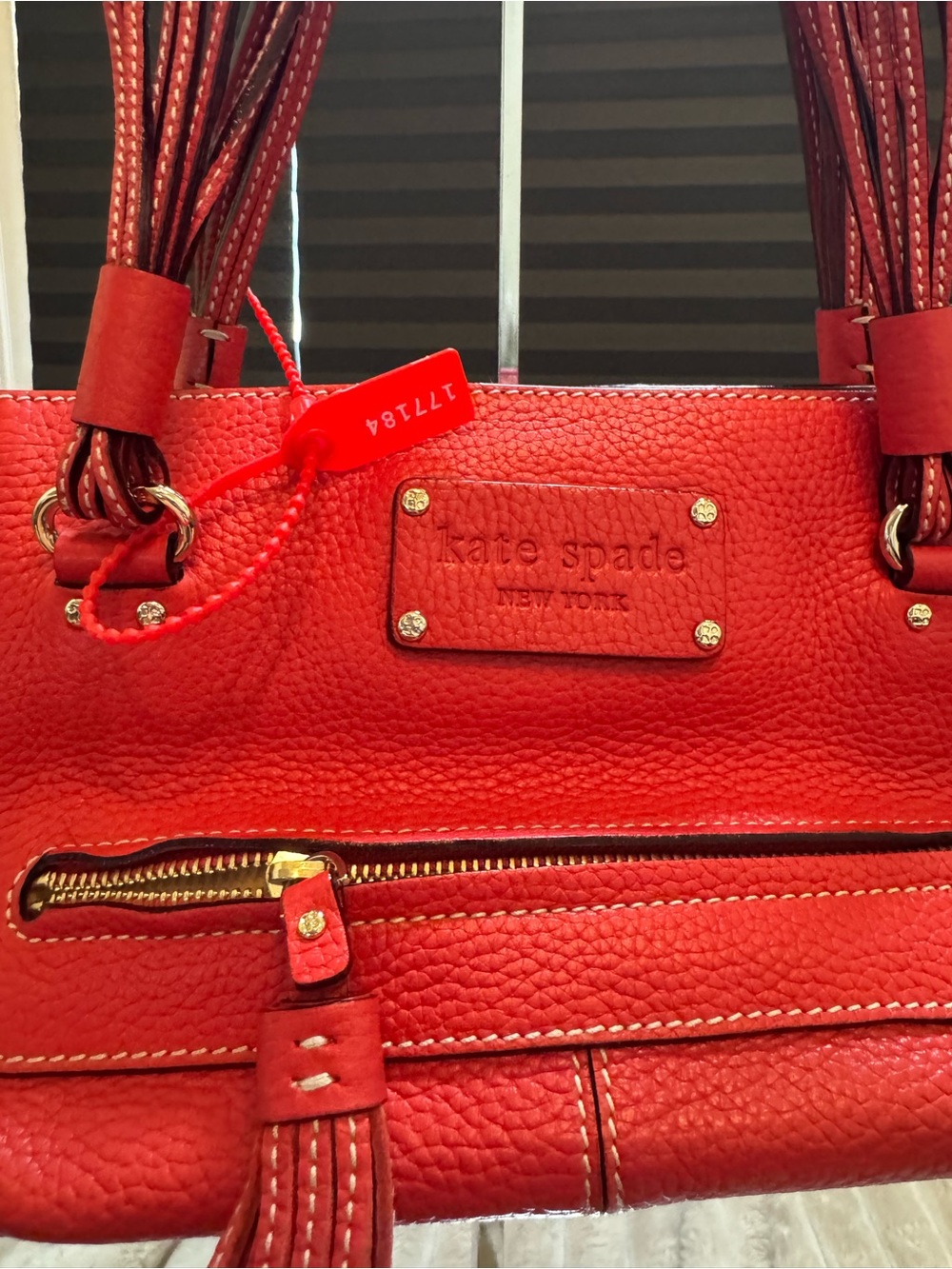 Vintage Kate Spade Foster Crossing Red Leather Tassel Shoulder Bag